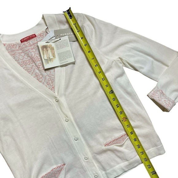 NWT Purotatto Ivory Cardigan Lightweight Sweater Maglia Con Stampa Large Italy - Picture 10 of 16